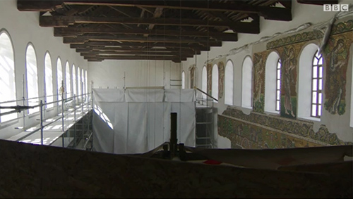 اكتشاف فسيفساء تاريخية في كنيسة المهد في بيت لحم