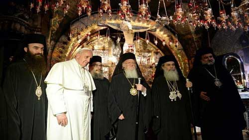 البابا فرنسيس مع رؤساء الكنيسة الارثوذكسية