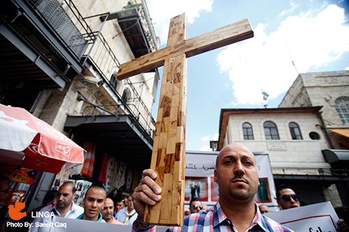 A Demonstration Organized by the Christians of Jerusalem Denouncing the Attacks on Christian Churche