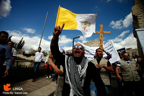 A Demonstration Organized by the Christians of Jerusalem Denouncing the Attacks on Christian Churche