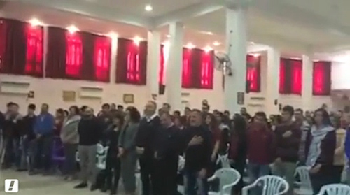 مار الياس تنشد النشيد الوطني الفلسطيني