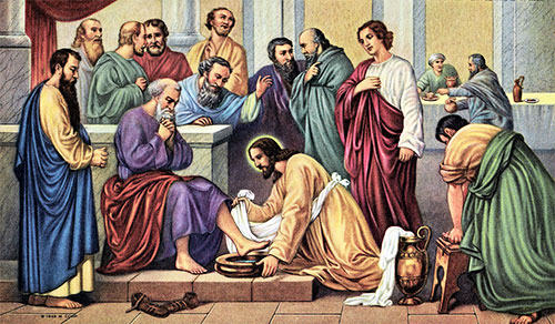 يسوع يغسل ارجل تلاميذه