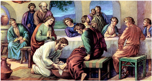 المسيح يغسل ارجل التلاميذ