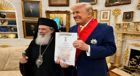 بطريرك القدس يلتقي ترامب لبحث حماية مسيحيي الأرض المقدسة والشرق الأوسط