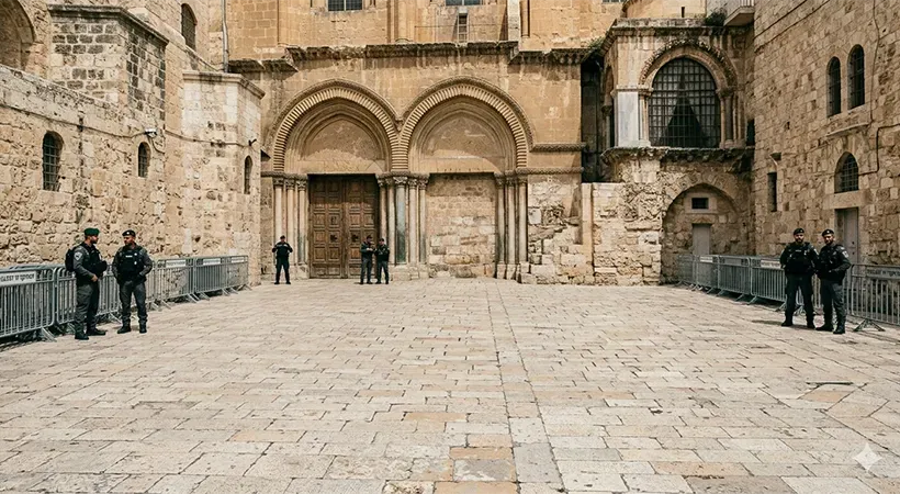 إسرائيل تمنع البطريرك اللاتيني ومسؤولين كاثوليك من دخول كنيسة القيامة في أحد الشعانين