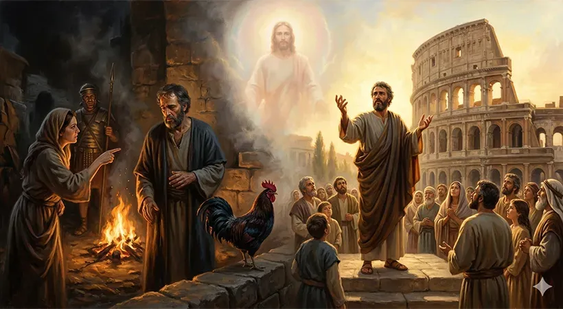 بين نكران بطرس للمسيح وبين الصلب من أجله